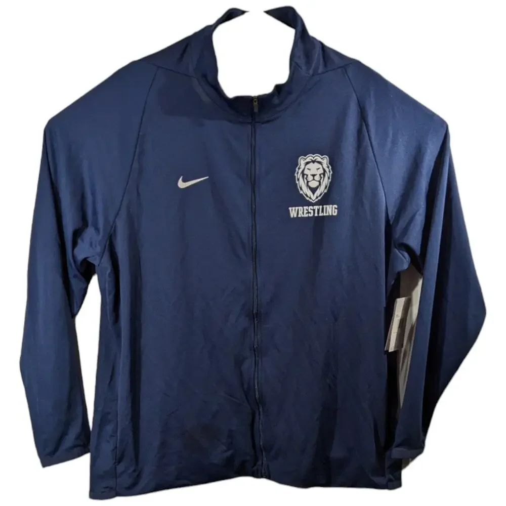 Lions Navy Blue Wrestling Uniform Top Warm Up Mens Small Full Zip Nike Training